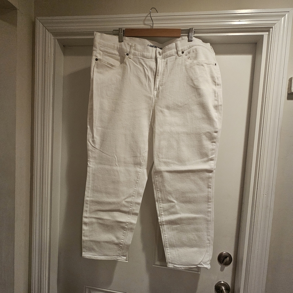Chic White Lands End Cotton Blend Jeans 22W